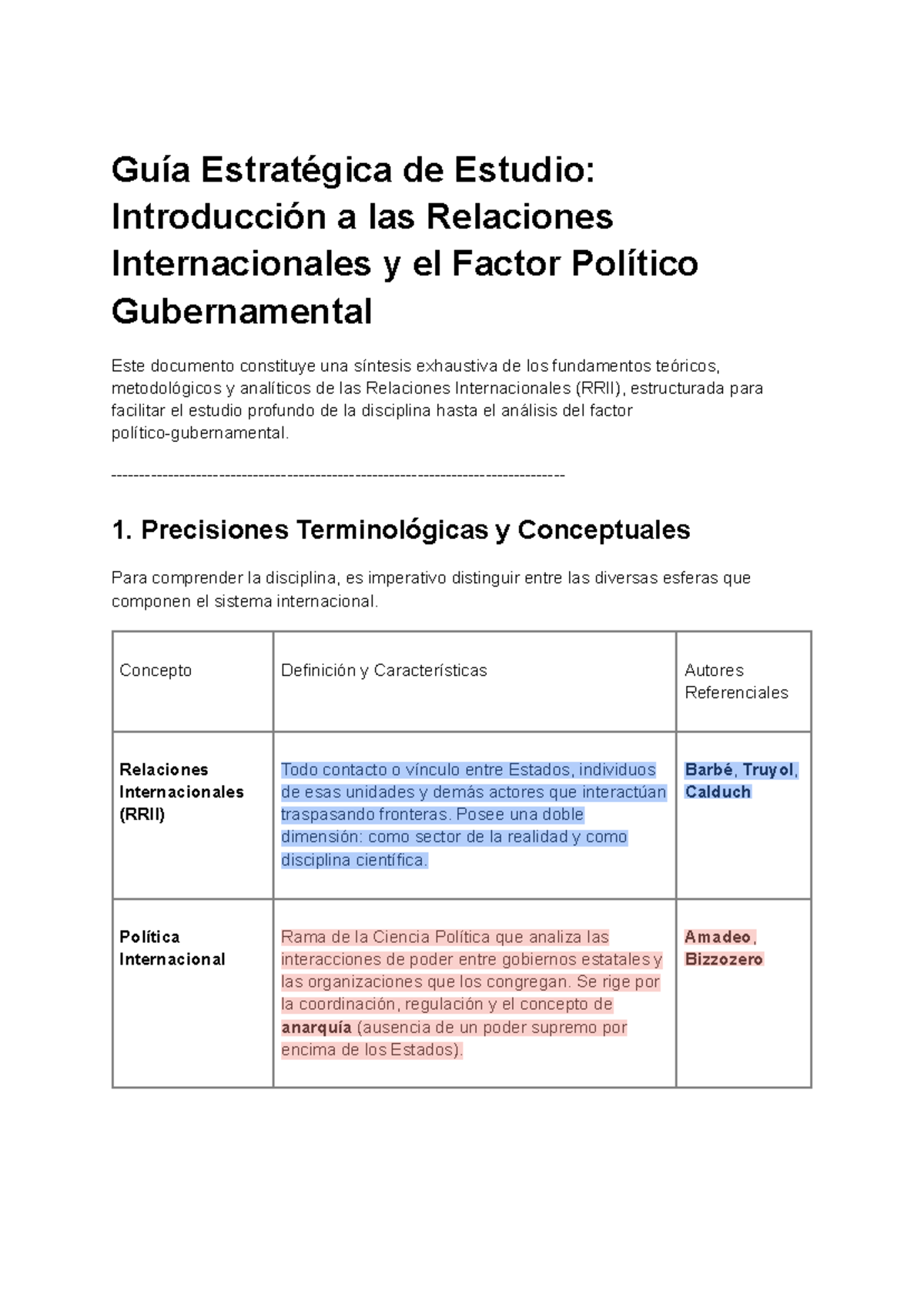 Guía de Estudio: Introducción a RRII y el Factor Político Gubernamental ...