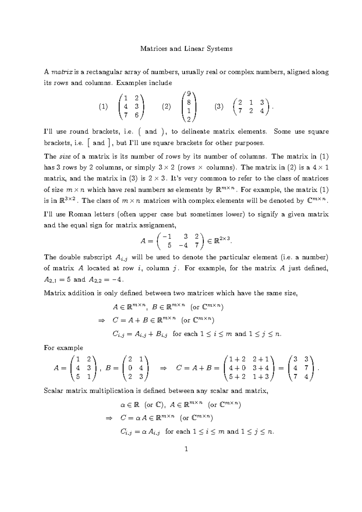 Fa19 Math 101 - Matrix Concepts and Homework Solutions - Studocu