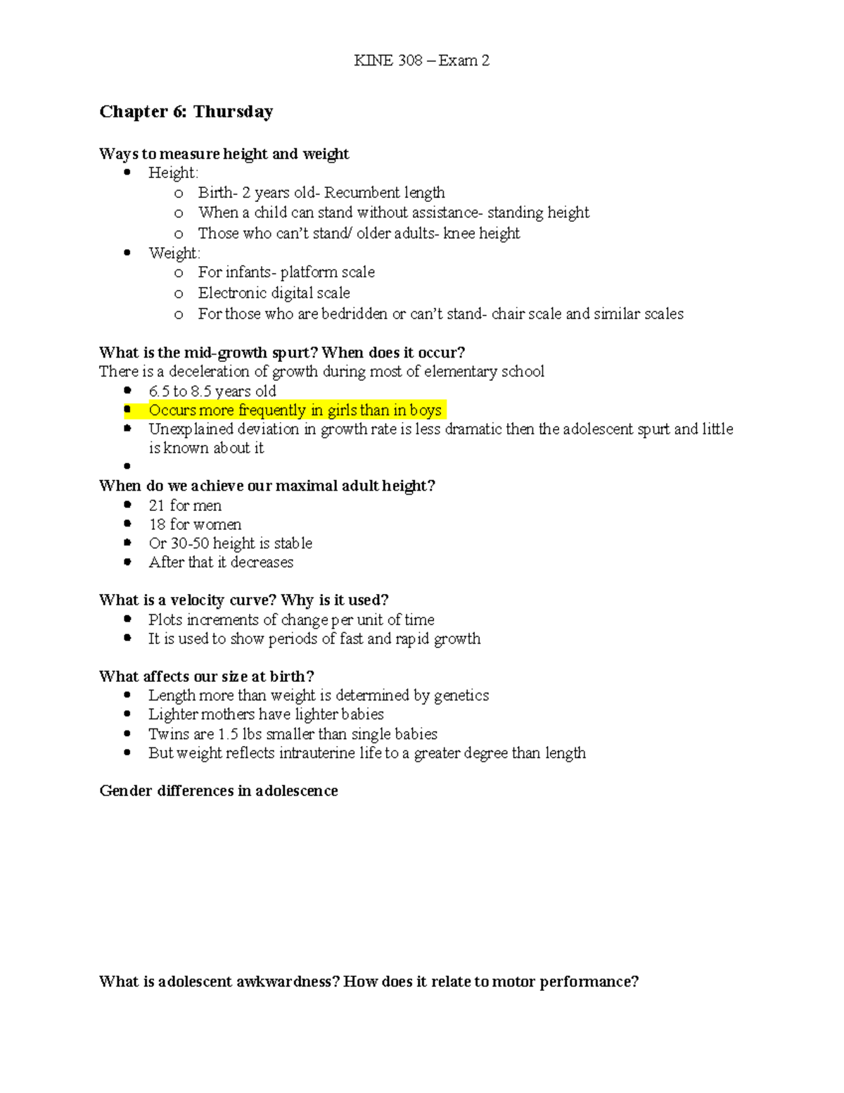 Exam 2 Study Guide - Summary of Motor Development Factors - Studocu