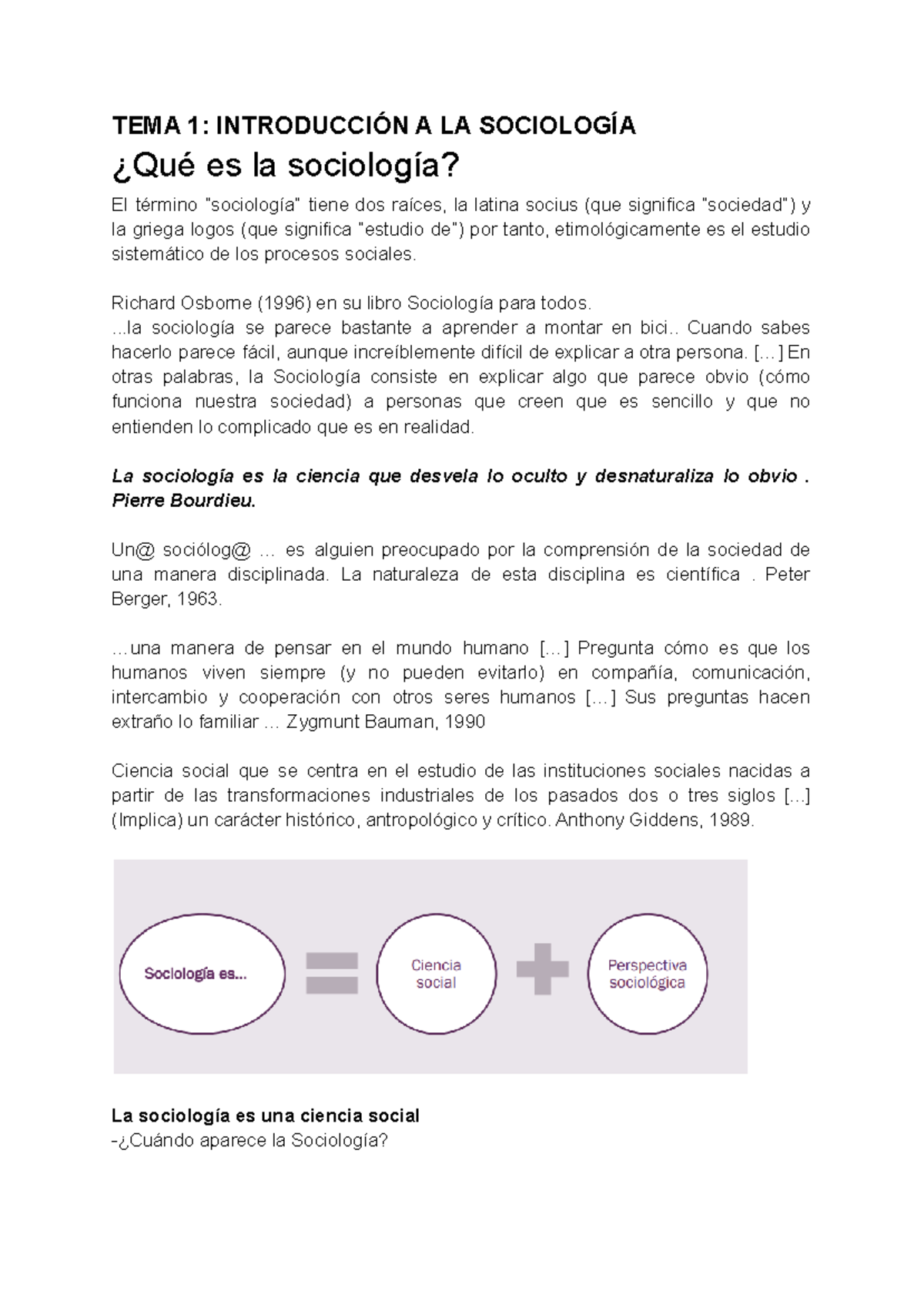 TEMA 1 Sociologia - Apuntes 1 - TEMA 1: INTRODUCCIÓN A LA SOCIOLOGÍA ...