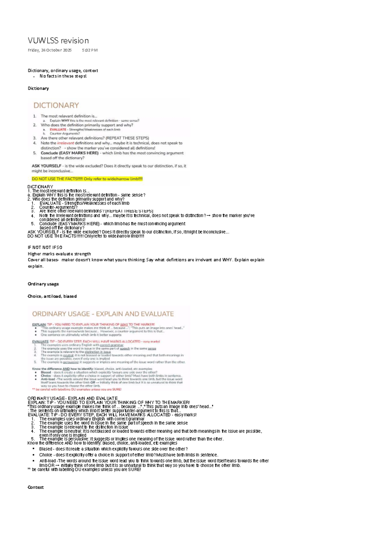 VUWLSS Revision Notes: Key Concepts and Evaluations - Studocu