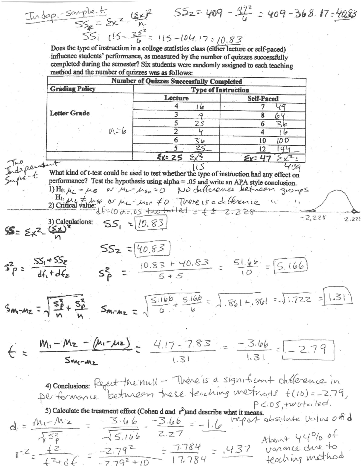 Statistical Analysis of Instruction Methods in Statistics (Ex2) - Studocu