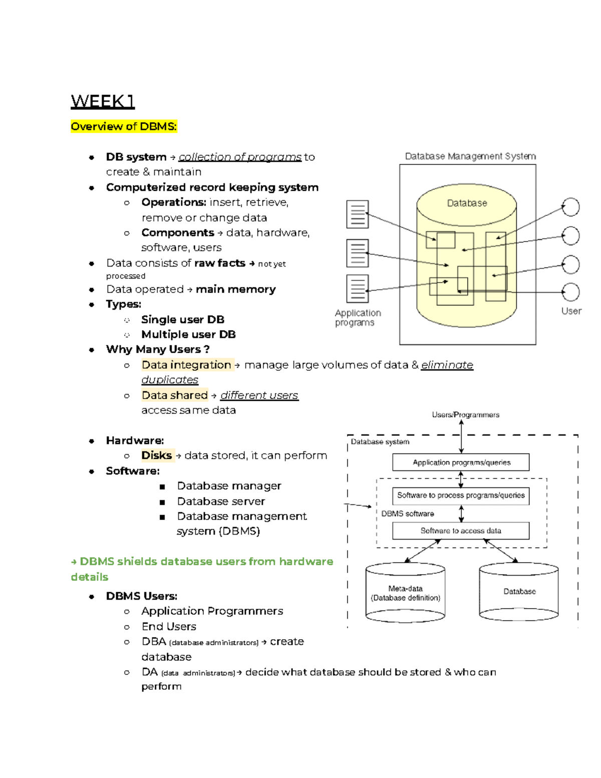 363 DBMS Midterm Study Notes: Key Concepts and Structures - Studocu