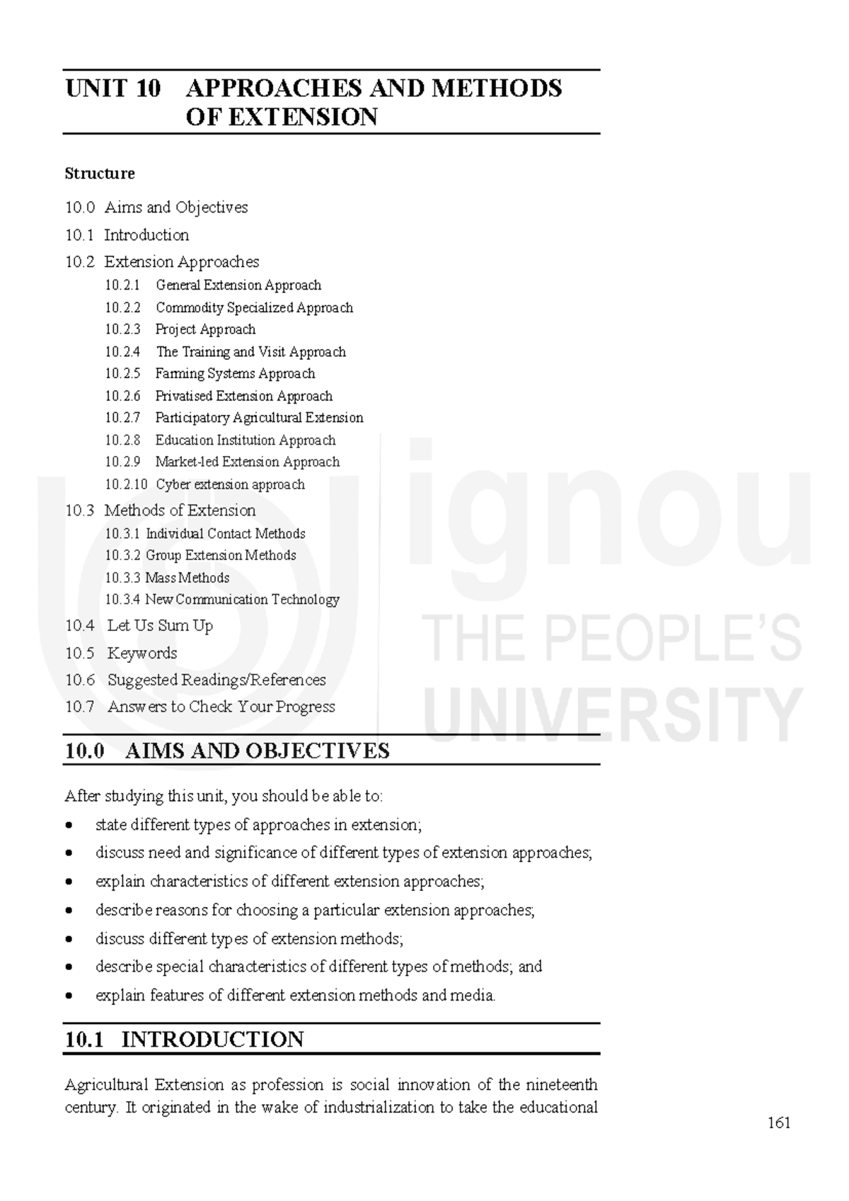 UNIT 10: EXTENSION APPROACHES AND METHODS IN AGRICULTURE - Studocu