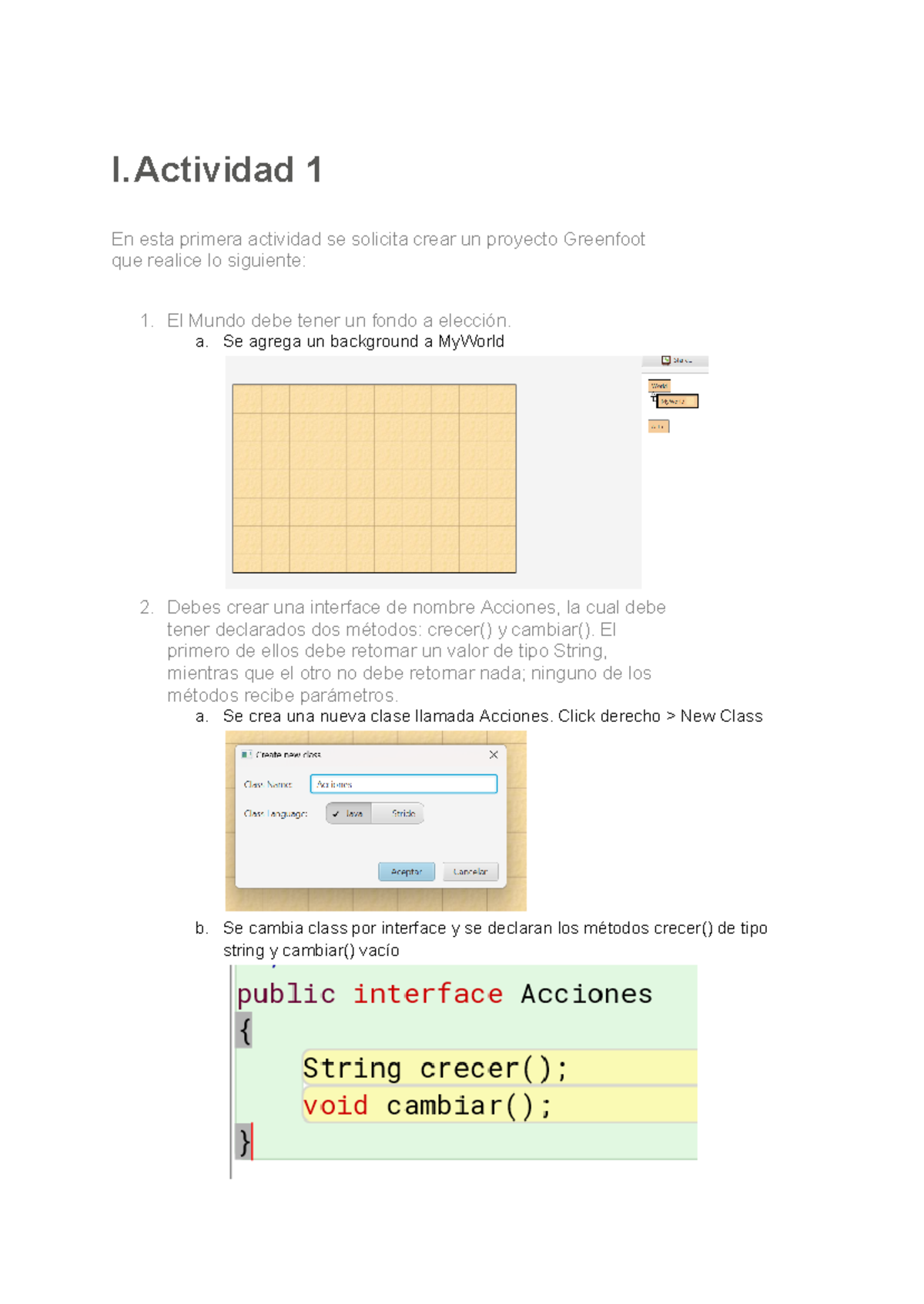 Proyecto Greenfoot: Actividades y Clases - Evaluación 2 - Document Preview