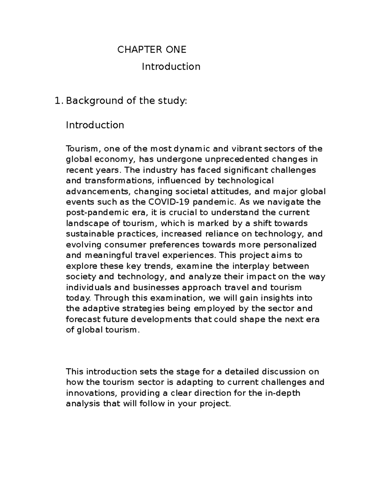 Chapter one sot report new^ - CHAPTER ONE Introduction 1. Background of ...