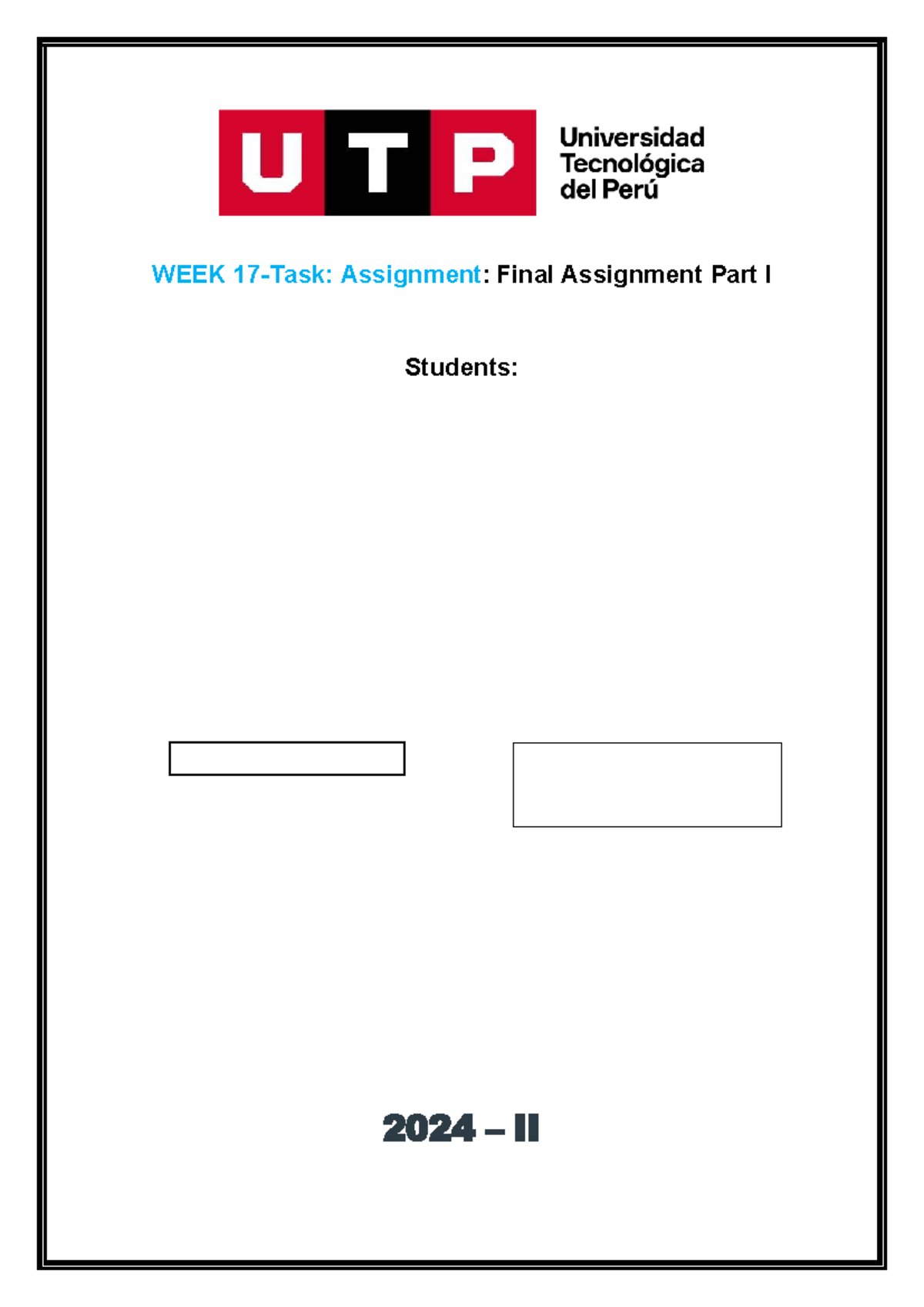 WEEK 2024 II: Final Assignment Part I - Task Assignment 17 - Studocu