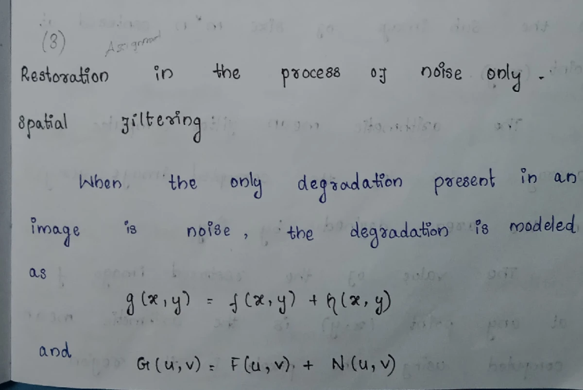 Dip unit 3 - Short notes - Unit . 3 Image Restoration (1) A model of ...