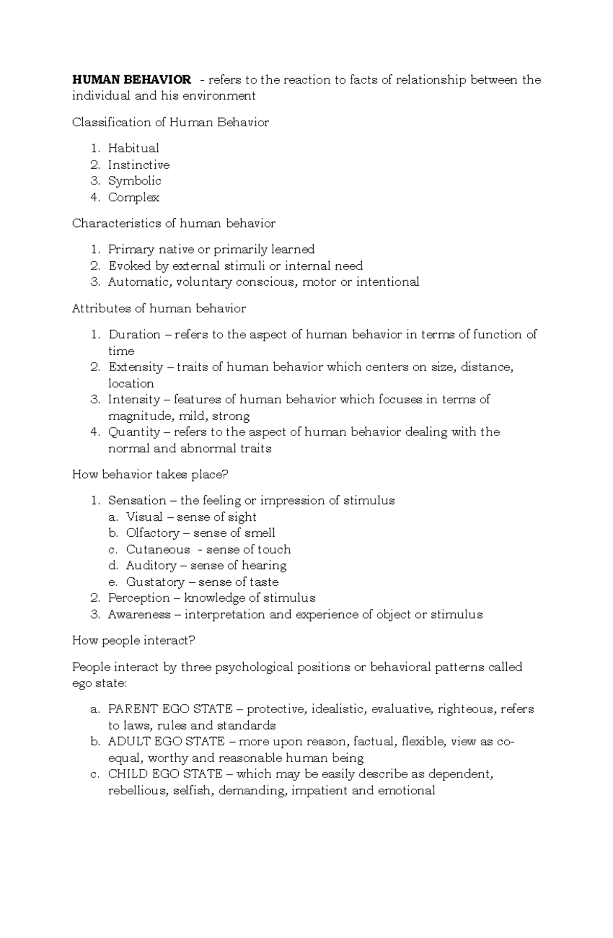 Hbvict Prelim - Human Behavior & Interaction Analysis Study Guide - Studocu