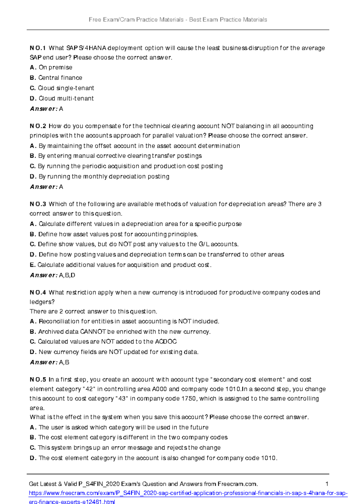 P_S4FIN_2020 Final Exam Practice Questions for SAP Finance ...