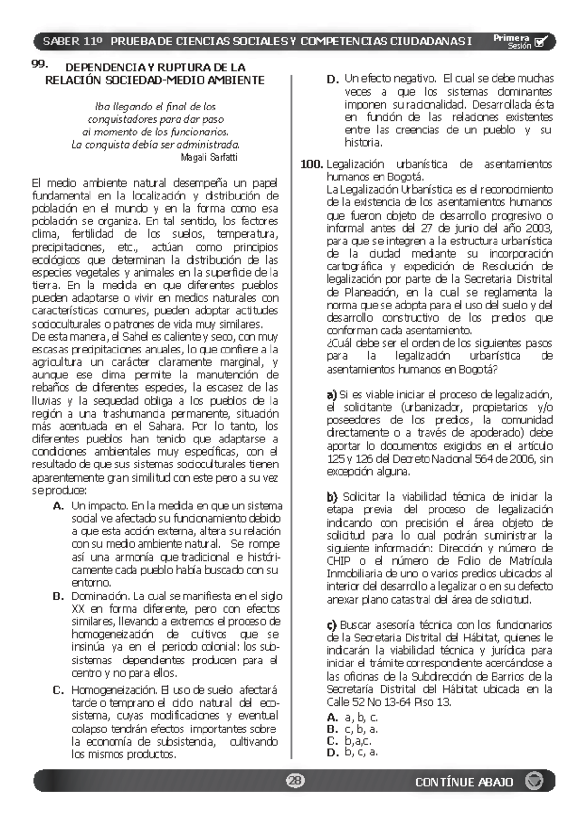 SABER 11º PRUEBA DE CIENCIAS SOCIALES Y COMPETENCIAS CIUDADANAS I ...