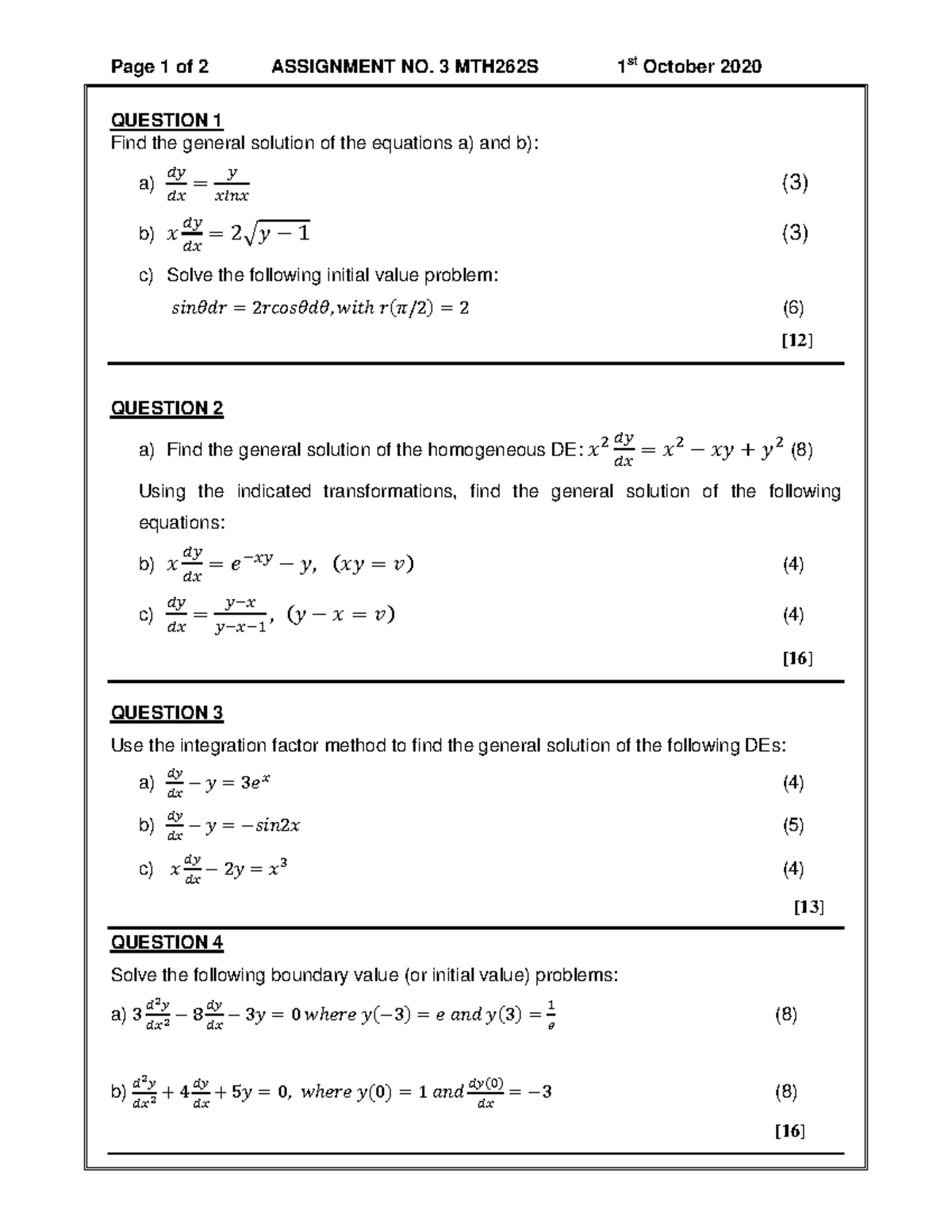 Assignment no 3 of 1st October 2020 - Page 1 of 2 ASSIGNMENT NO. 3 ...