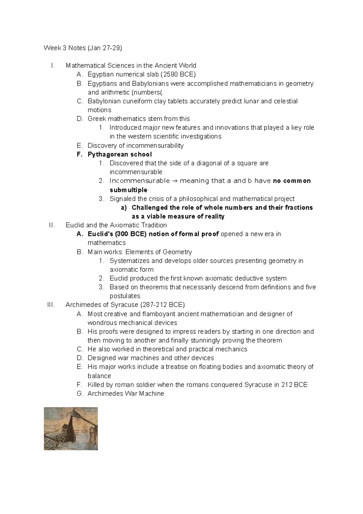 Week 3 Lecture Notes (Jan 27-29): Ancient Math & Medieval Sciences ...