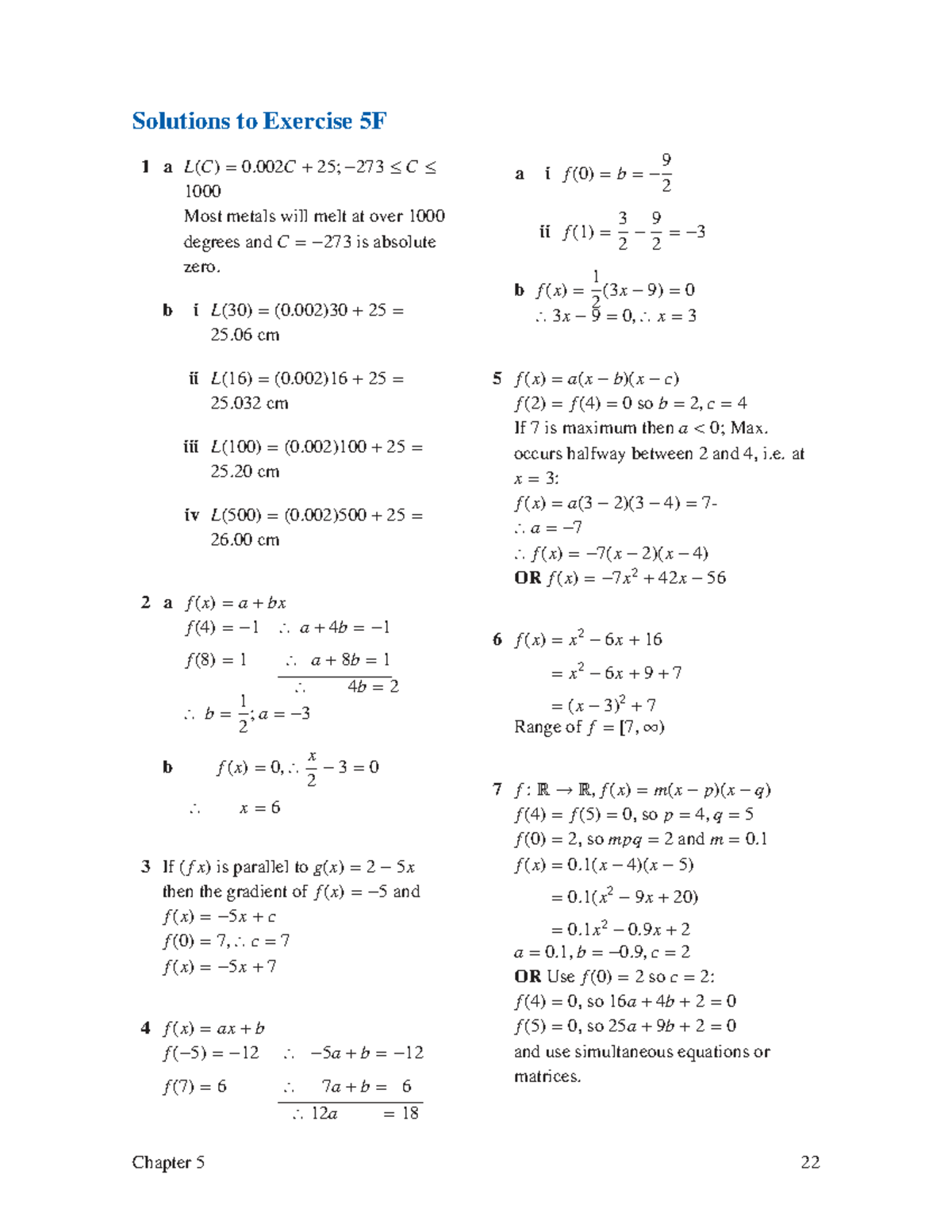 5F Worked Solutions to Exercise Problems in Mathematics - Studocu