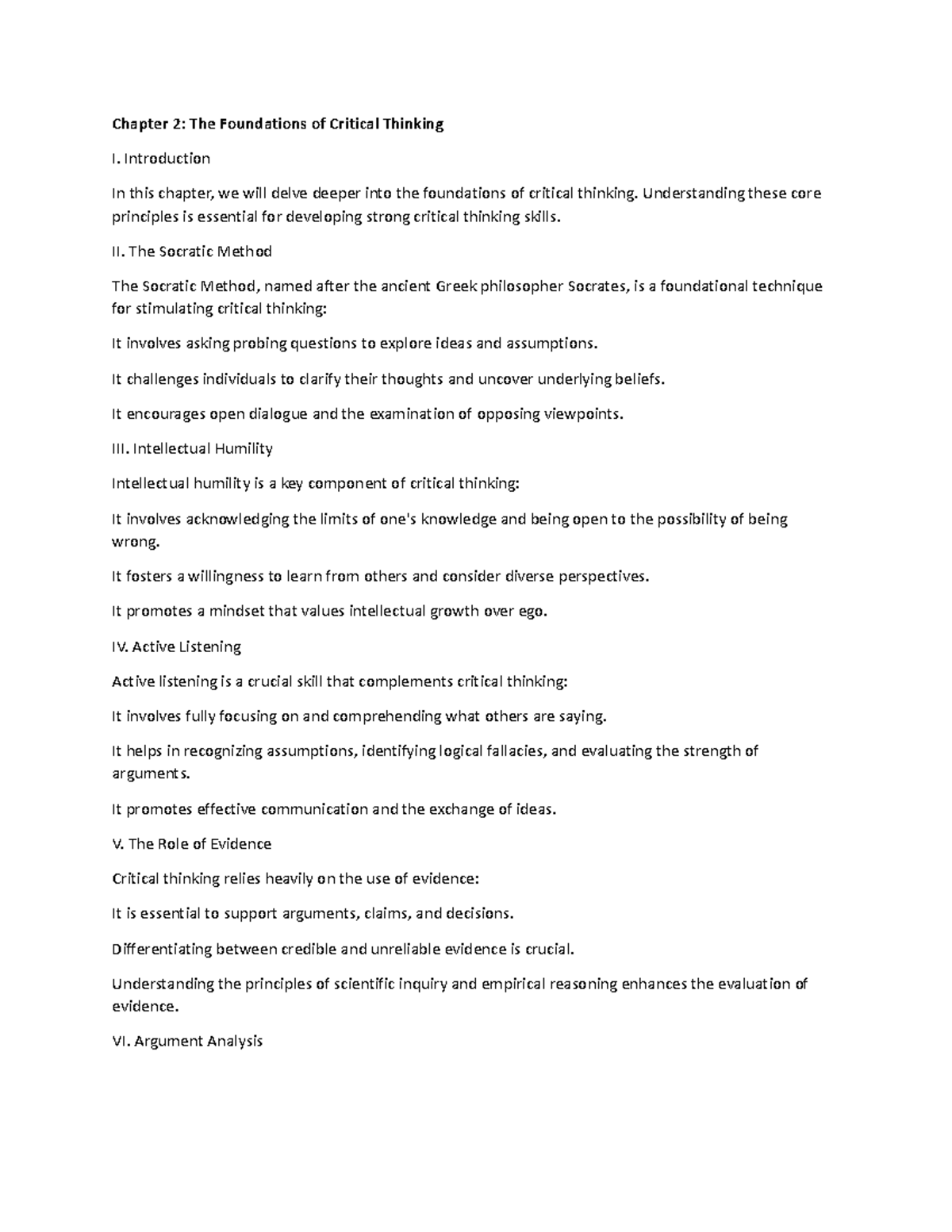Critical Thinking ch2 - Lecture Notes Ch2 - Chapter 2: The Foundations ...