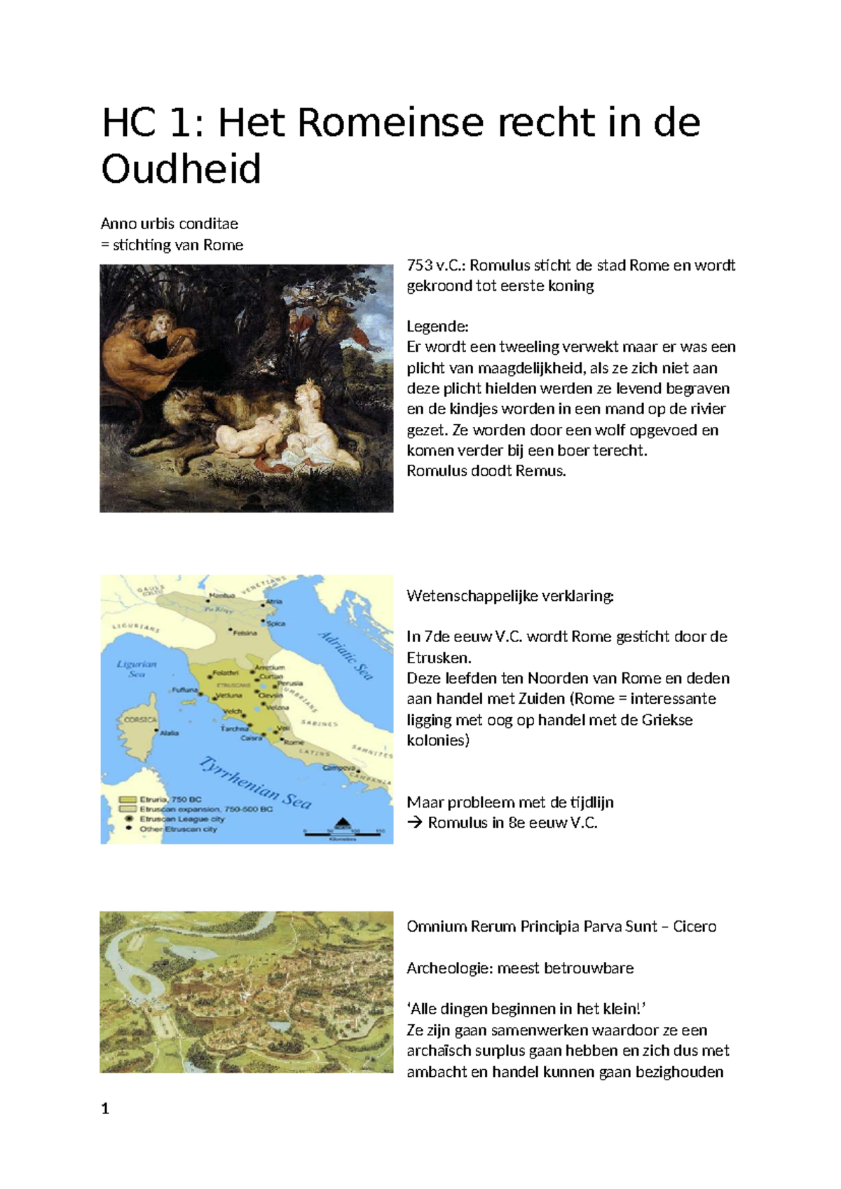 HC 1: Het Romeinse Recht in de Oudheid en de Stichtingslegende van Rome ...