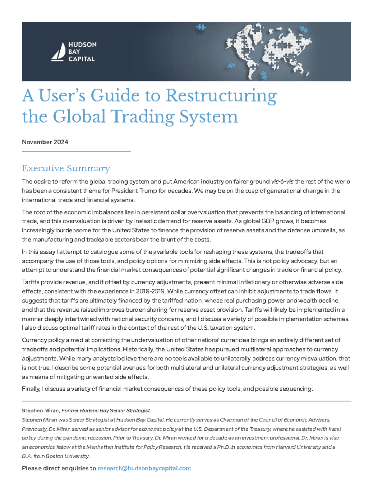 A Guide to Restructuring the Global Trading System: Executive Summary ...