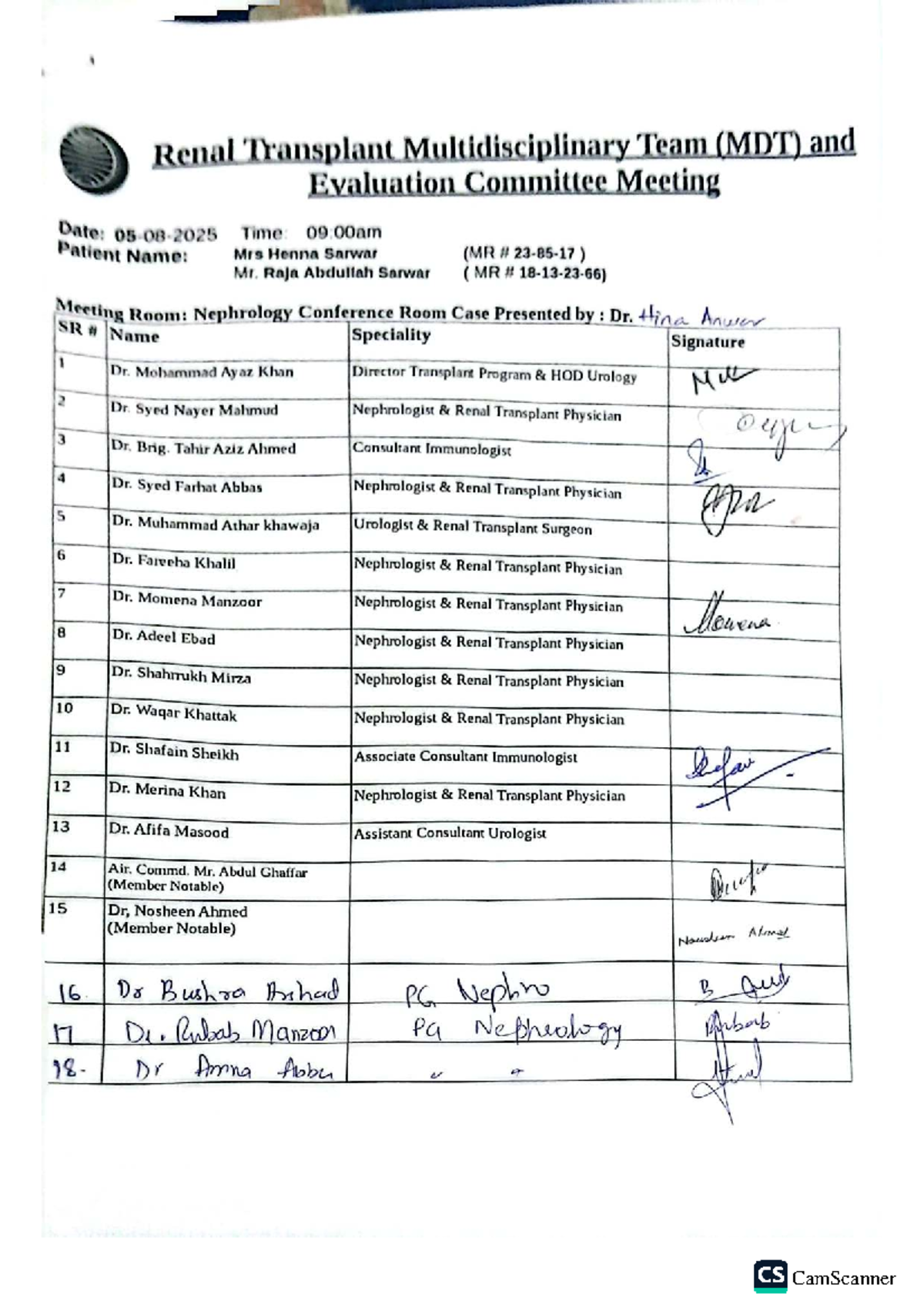 Renal Transplant MDT Meeting Notes - 05-08-2025 - Studocu