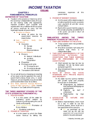 Income TAX Assignment - INCOME TAXATION ASSIGNMENTS I. Compensation ...