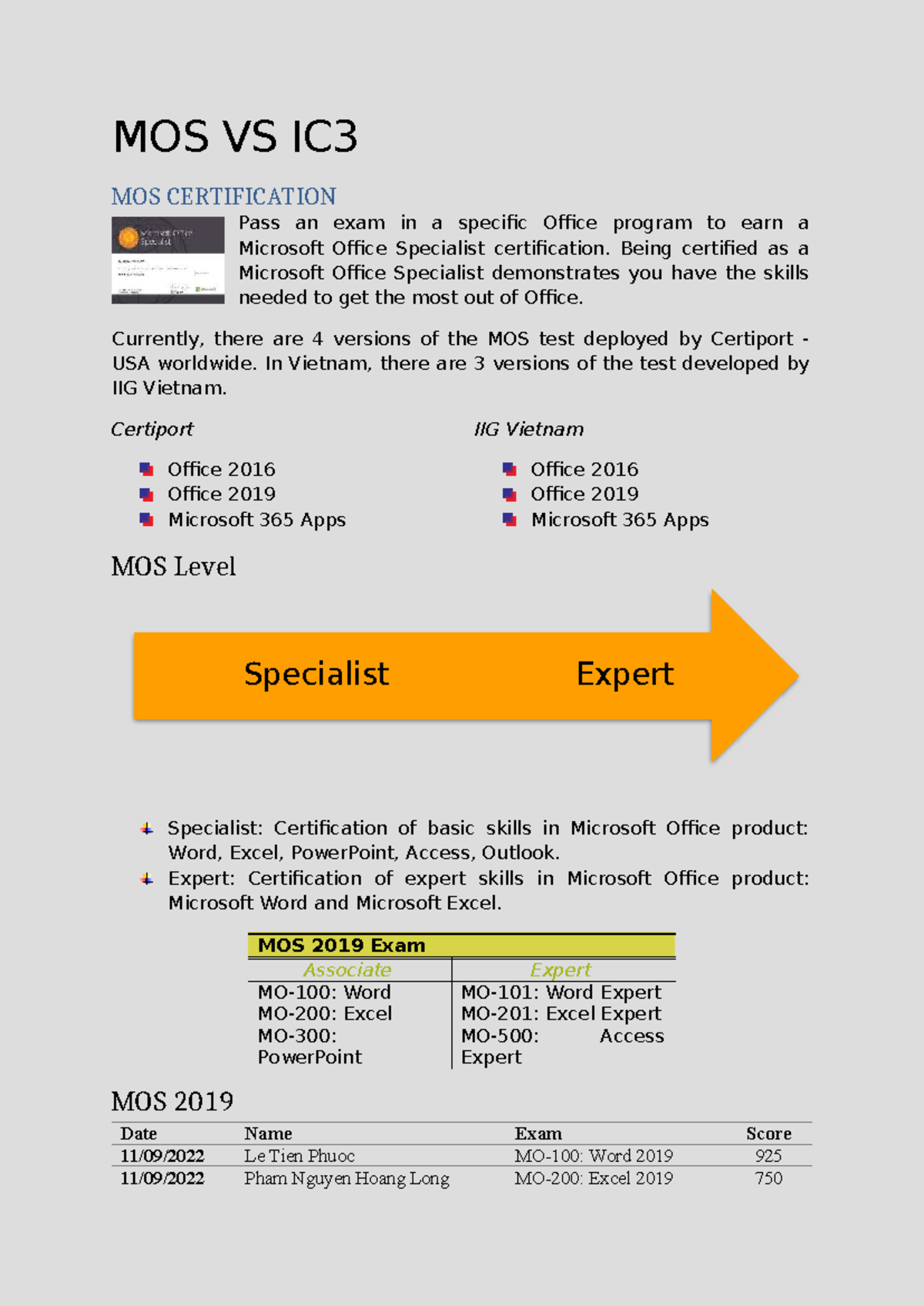 MOS & IC3 Certification Study Guide: Word - Tables Review - Studocu