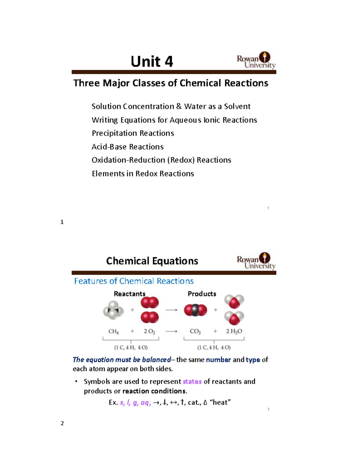 Unit 4A: Major Classes of Chemical Reactions - Chem I Spring '26 - Studocu