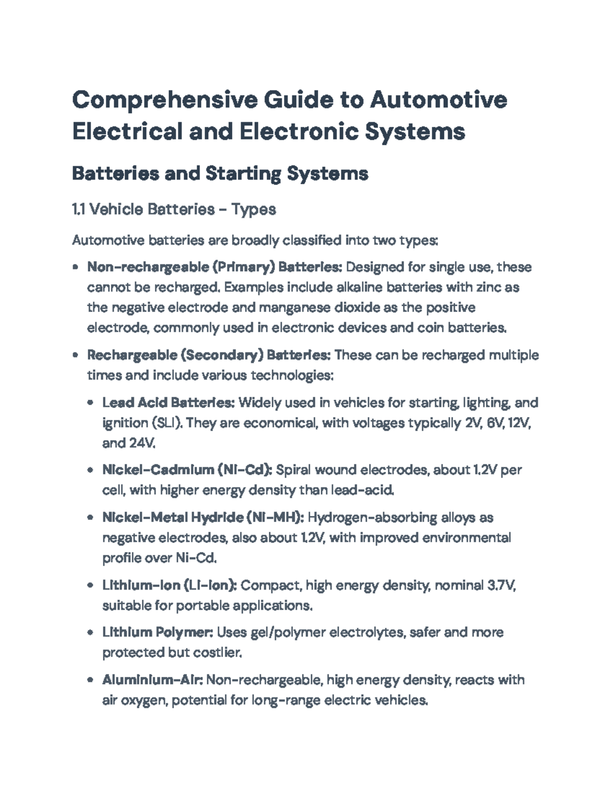 Comprehensive Guide to Auto Electrical & Electronic Systems (ENGR 101 ...