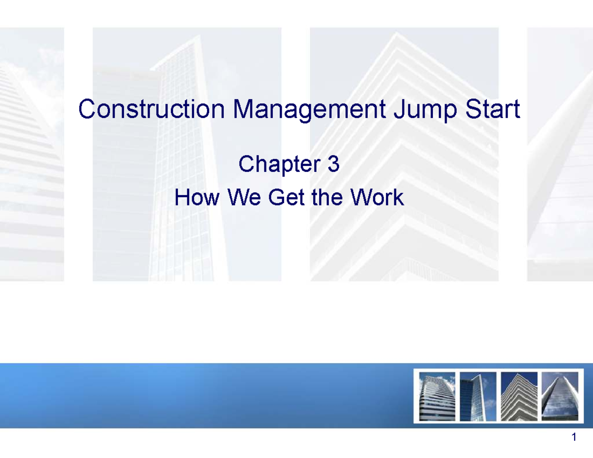 Construction Management Jump Start: Chapter 3 Overview - Studocu