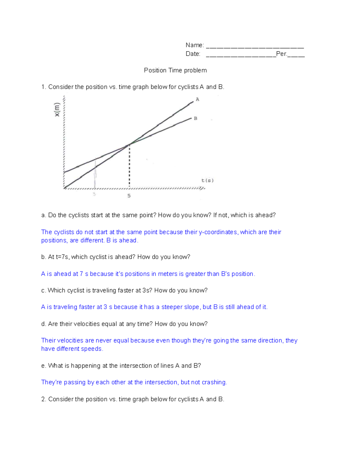Wkst: Position vs Time Analysis - 13734064 - Studocu