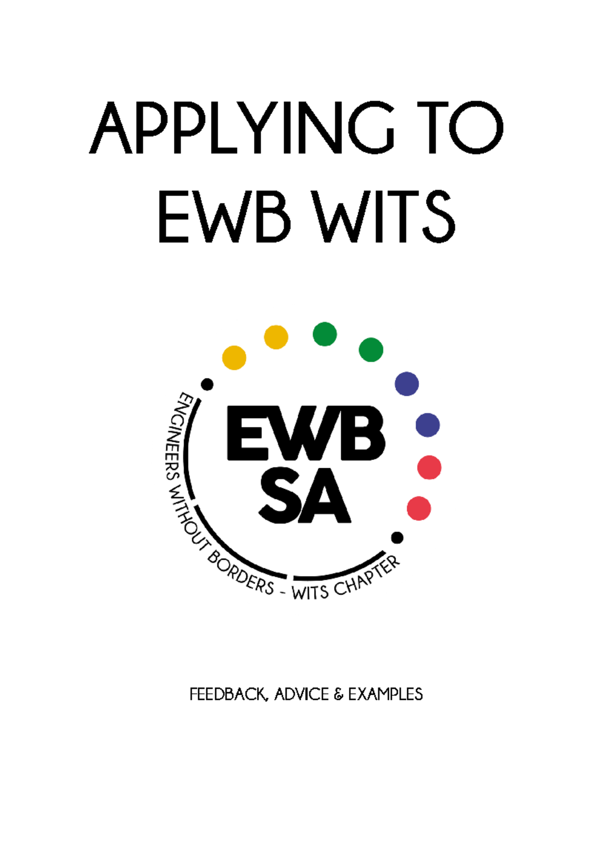 Applying for EWB WITS: Feedback and Advice for Applicants - Studocu