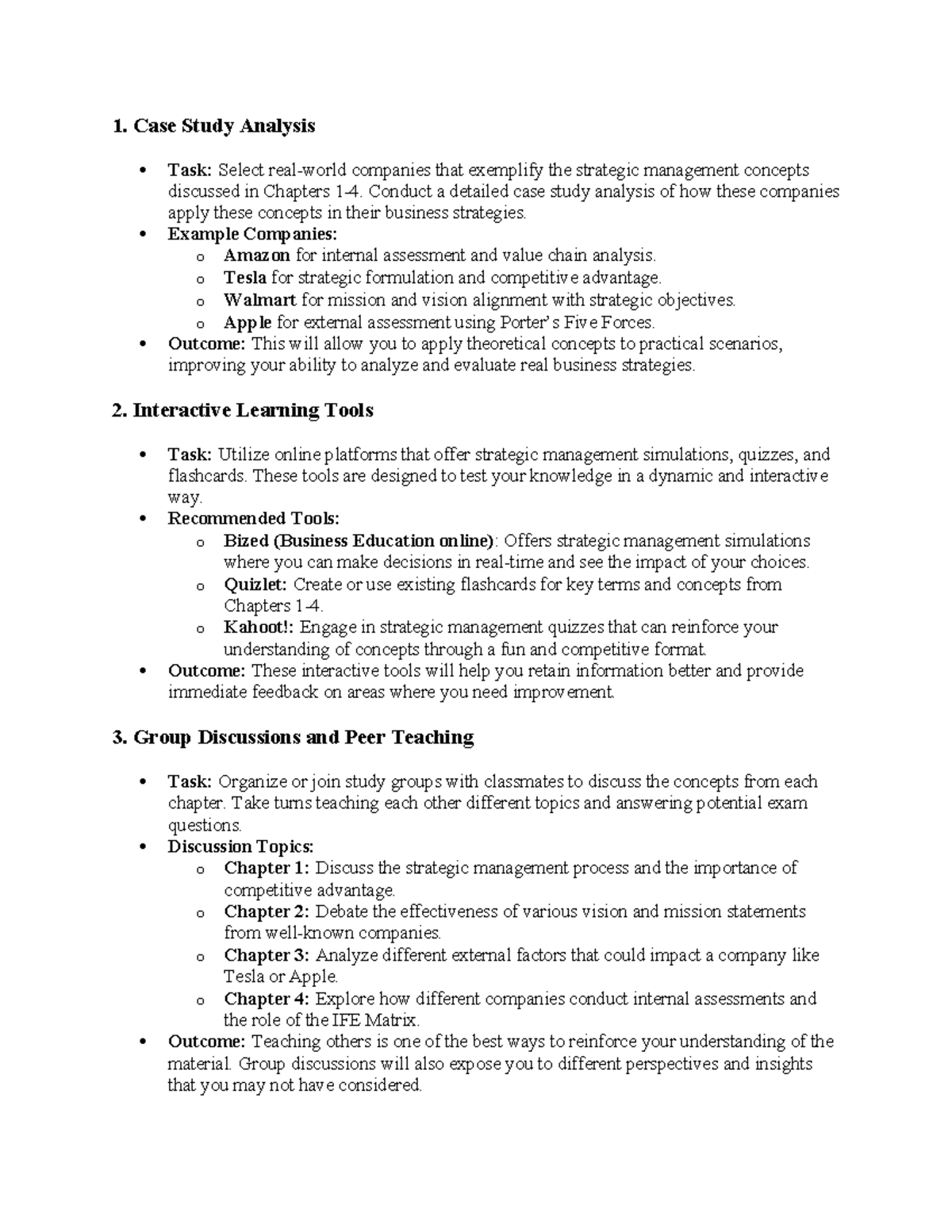Case Study Analysis: Strategic Management Concepts in Action (Ch 1-4 ...