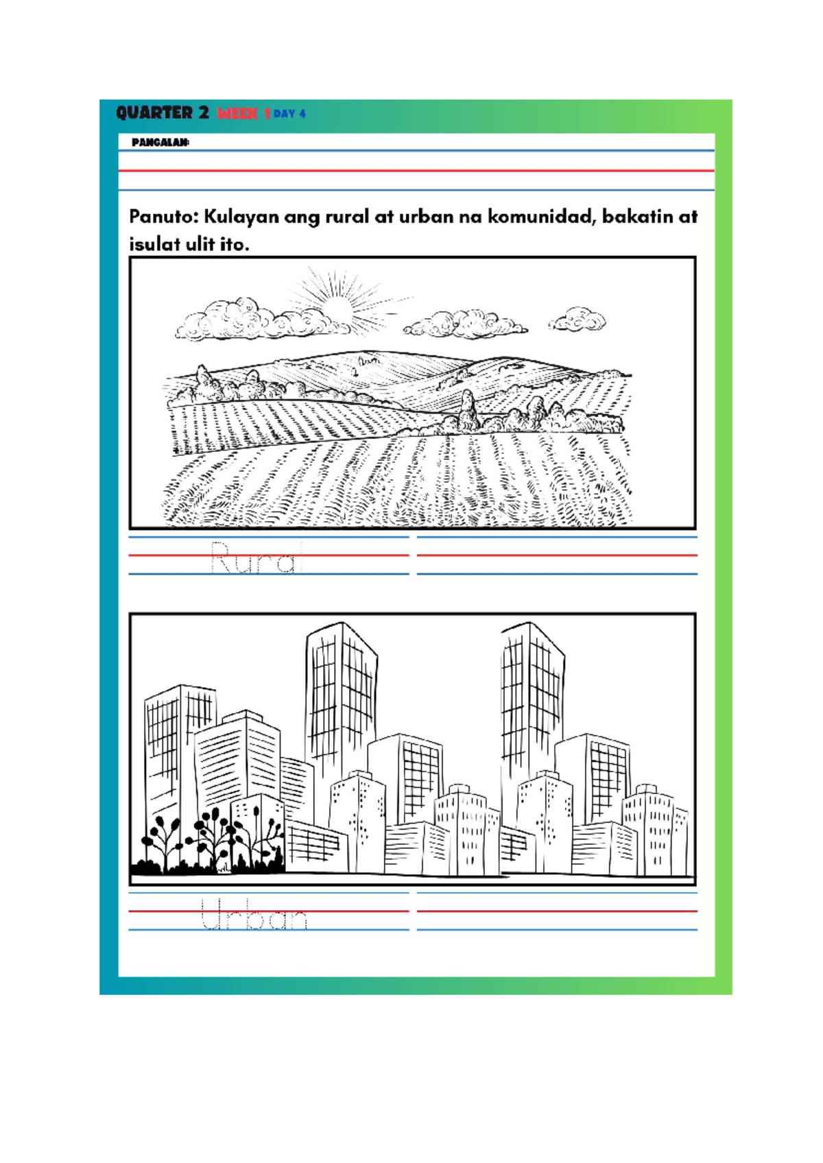 Quarter 2 Week 1 Worksheets for Rural and Urban Communities - Studocu