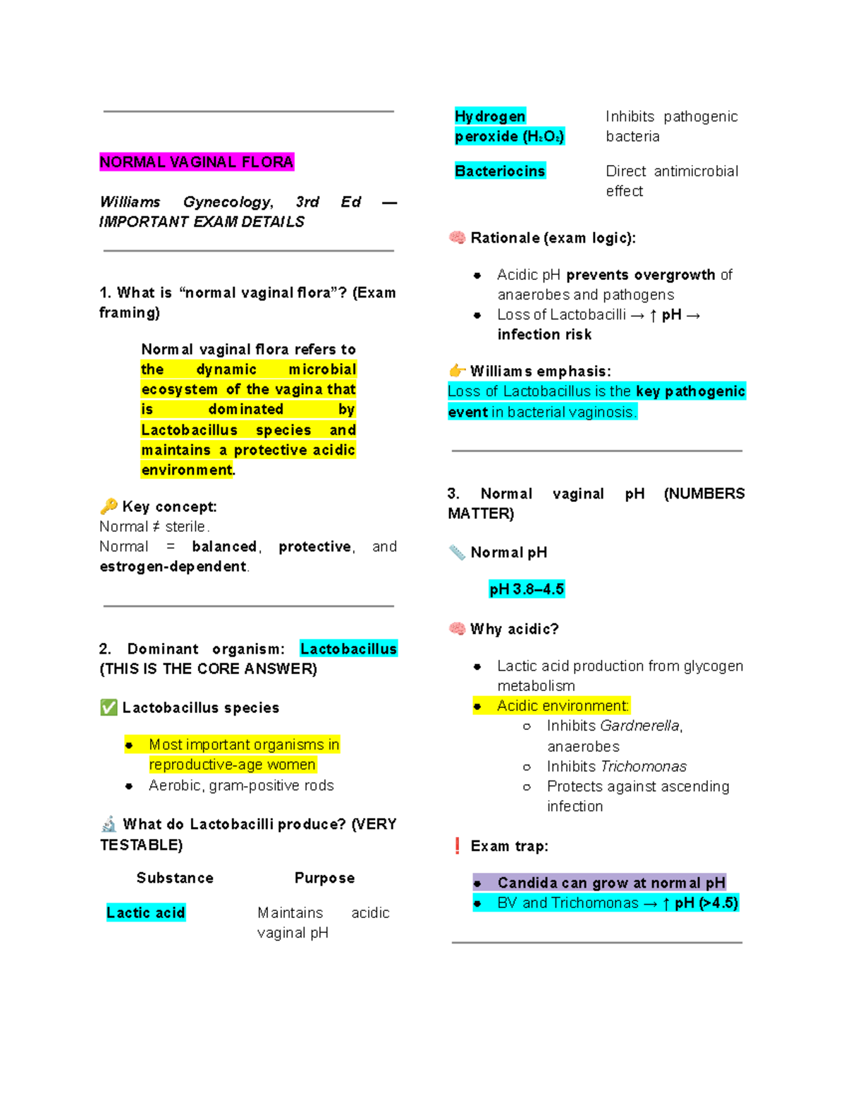 Williams Gynecology: Normal Vaginal Flora & Infectious Vaginitis Exam ...