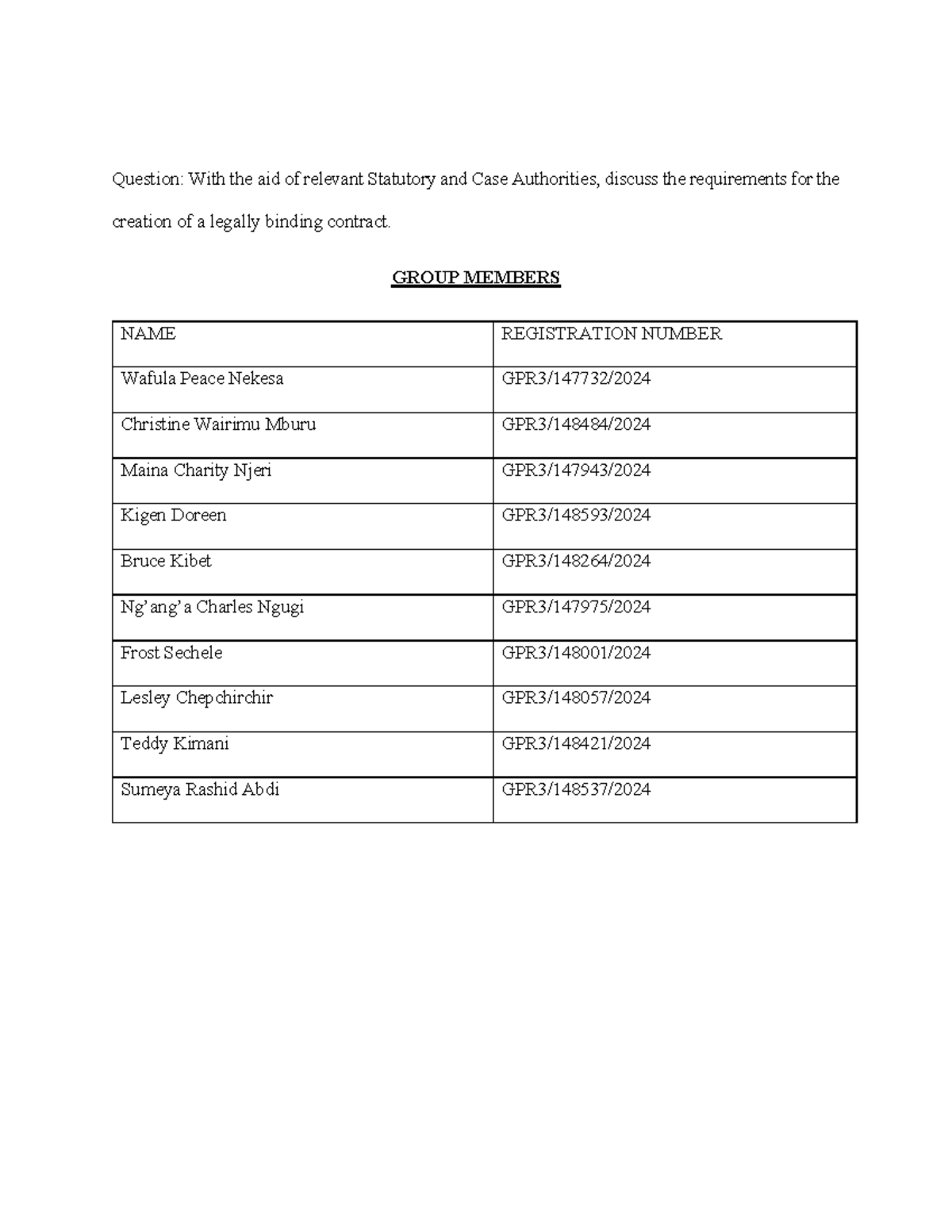 Group 2 Contract Assignment: Elements of a Legally Binding Contract ...