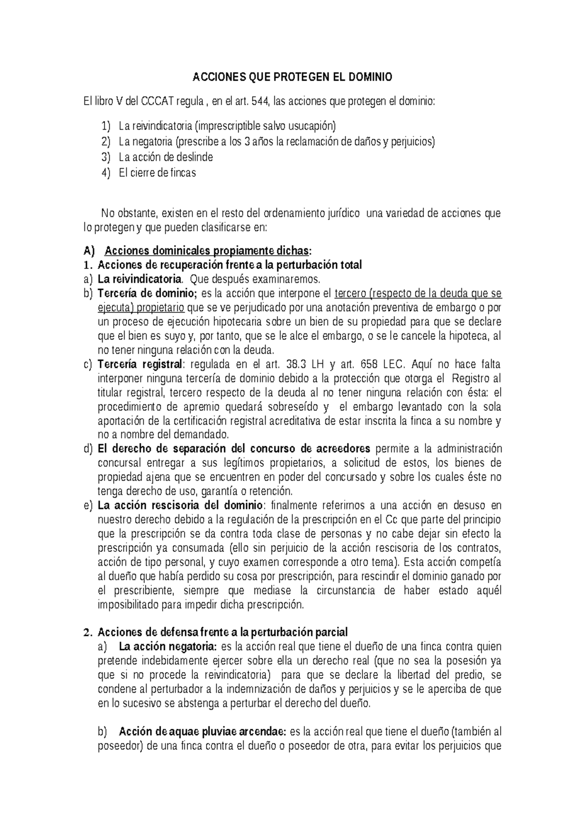 Acciones QUE Protegen EL Dominio - ACCIONES QUE PROTEGEN EL DOMINIO El ...