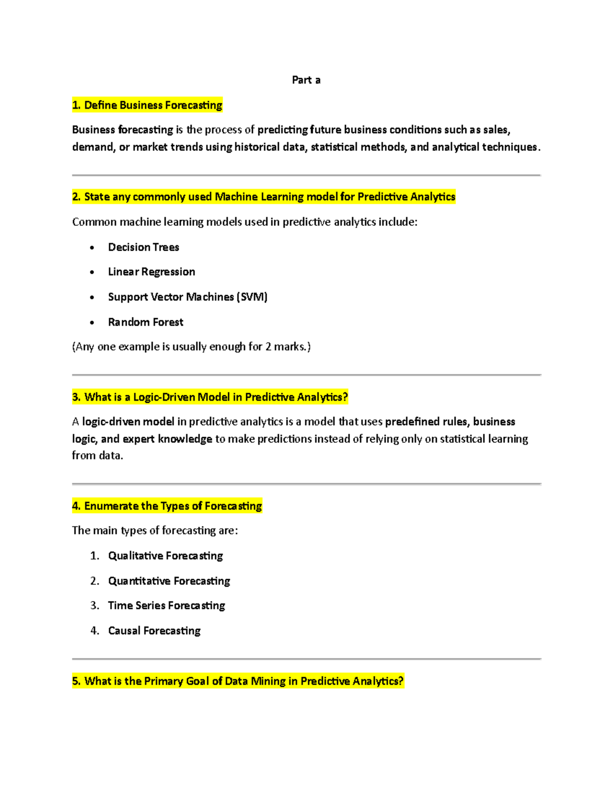BA GMT3 - Business Forecasting and Predictive Analytics Overview - Studocu