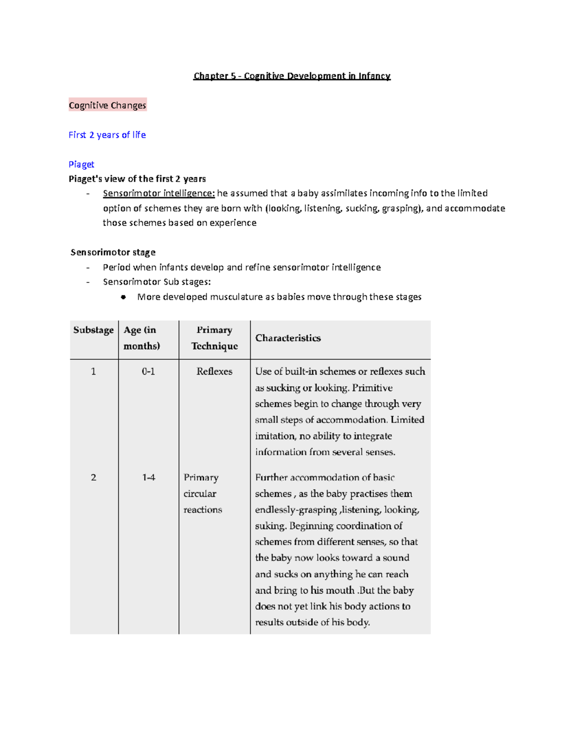 C5 - Cognitive development in infancy - Chapter 5 - Cognitive ...