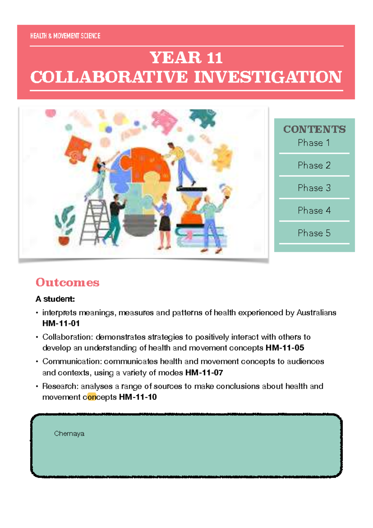 HEALTH MOVEMENT SCIENCE YEAR 11 COLLABORATIVE INVESTIGATION GUIDE - Studocu