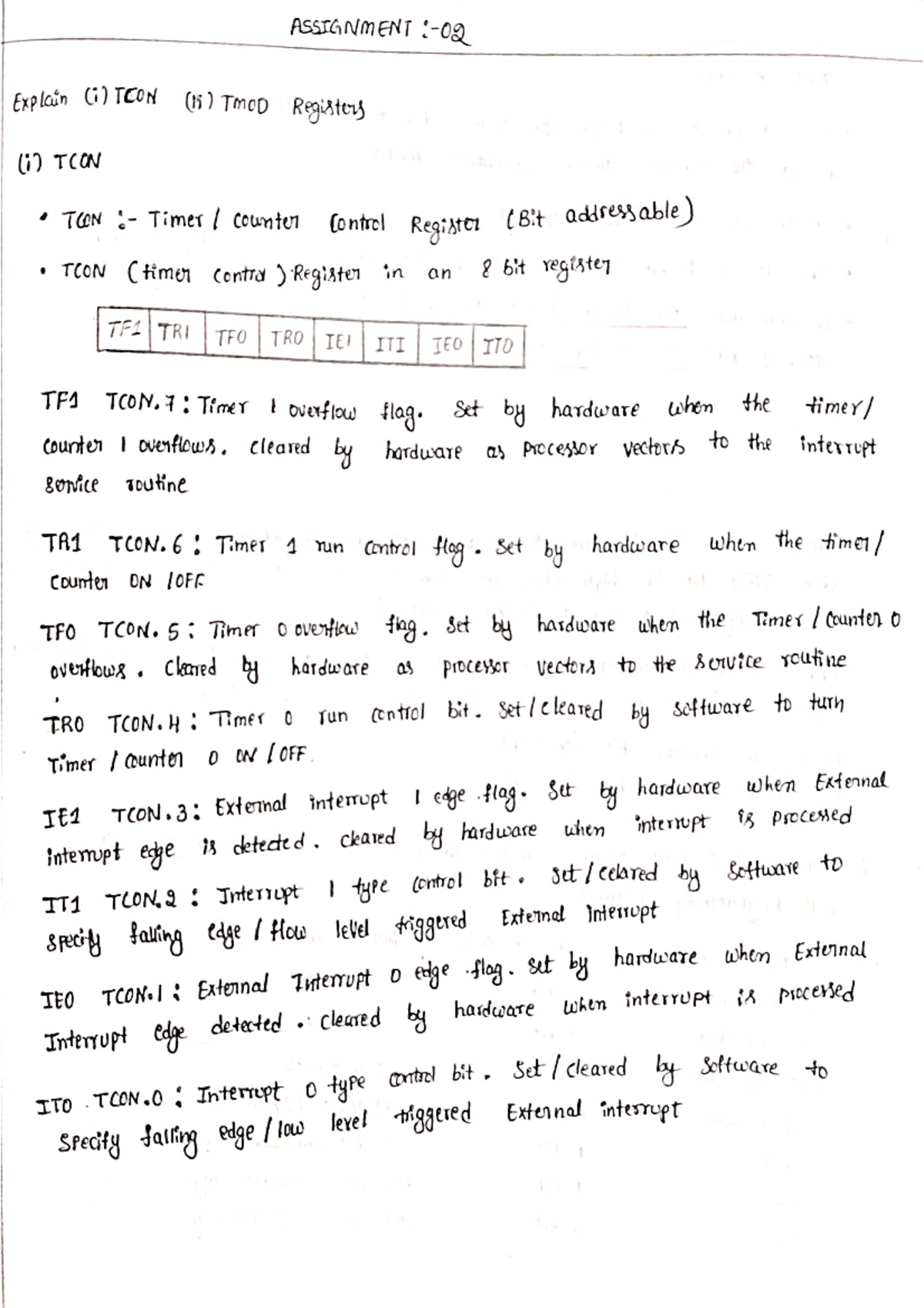 MC Assignment 02 - Explanation of TCON and TMOD Registers - Studocu
