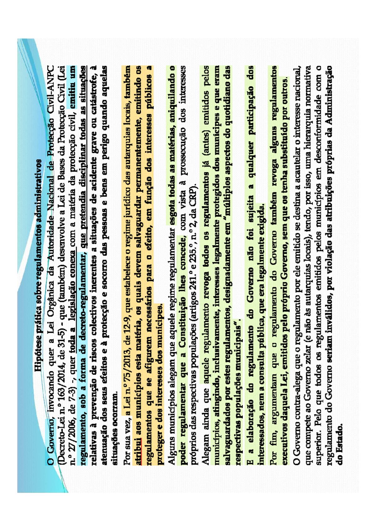 Caso Prático: Regulamentos Administrativos e Proteção Civil - Document Preview