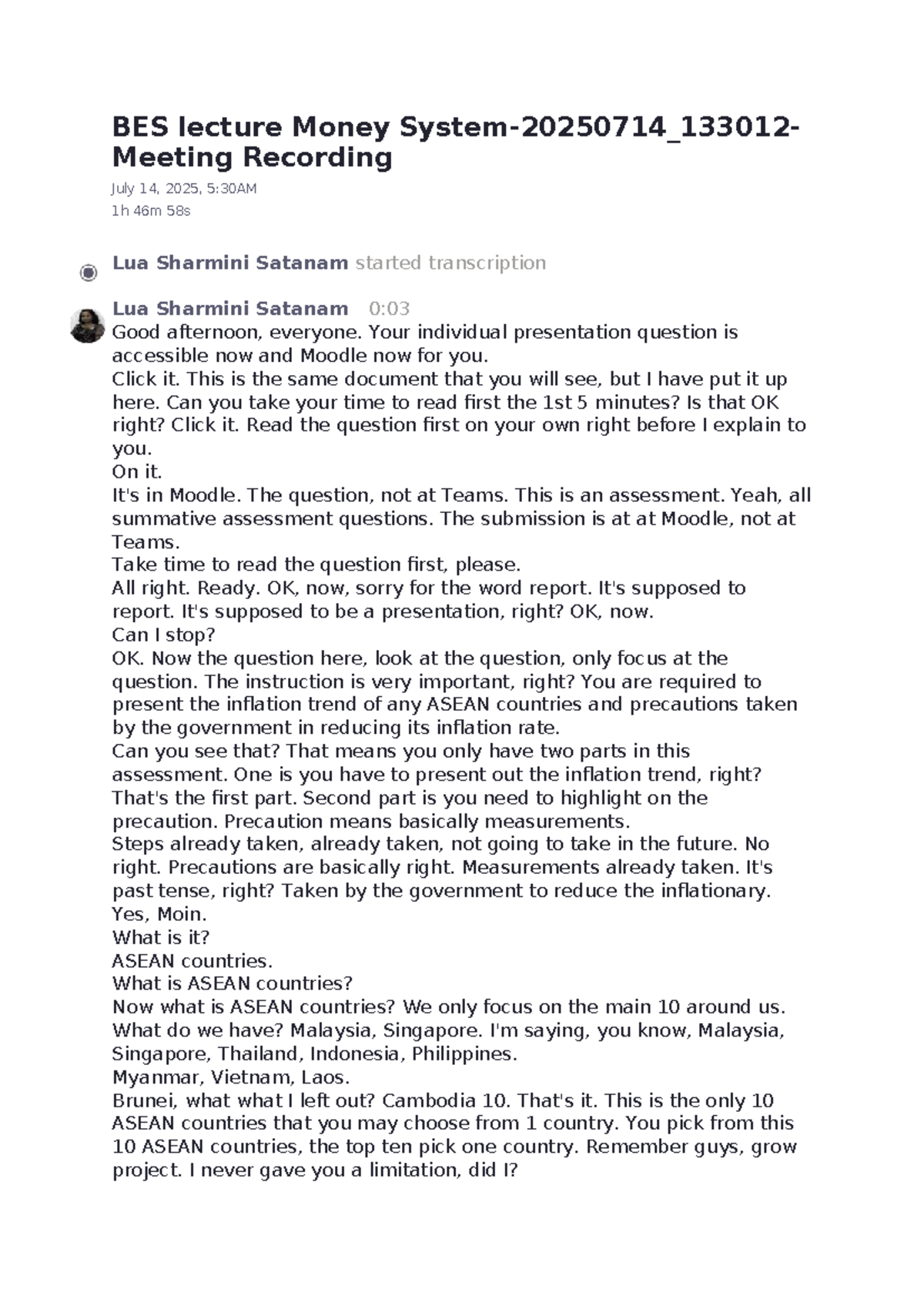 BES Lecture: Money Recording & Inflation Trends in ASEAN Countries ...