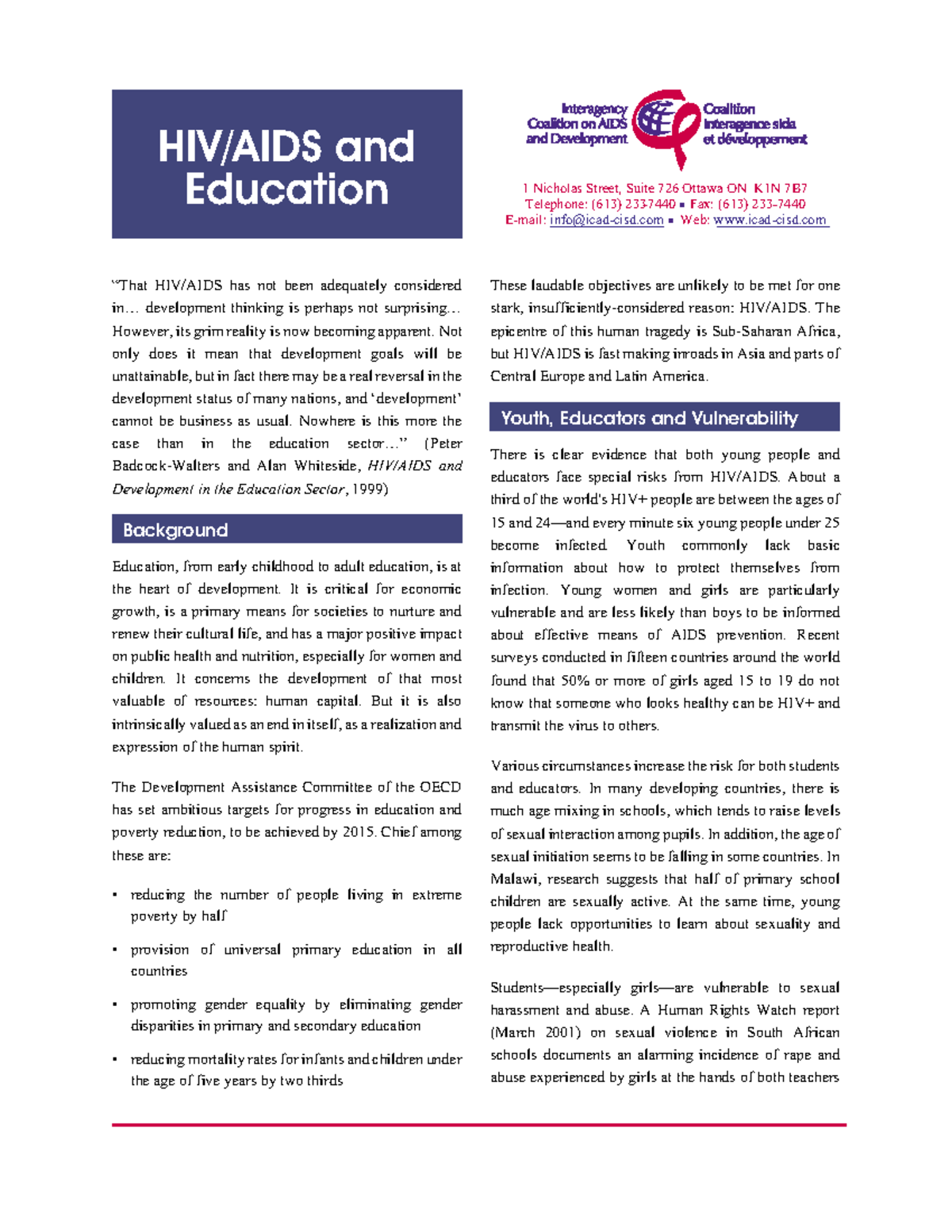 HIV Education: Lecture Notes on Impact and Strategies for Development ...