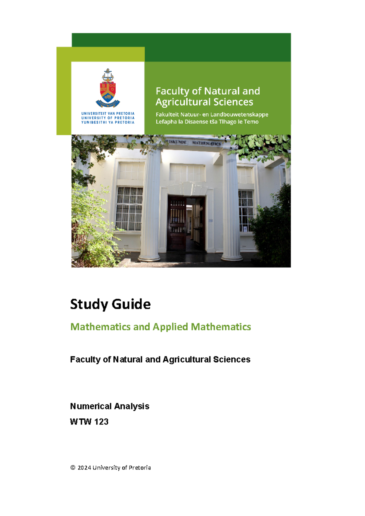 WTW 123 Numerical Analysis Study Guide for 2024 - Studocu