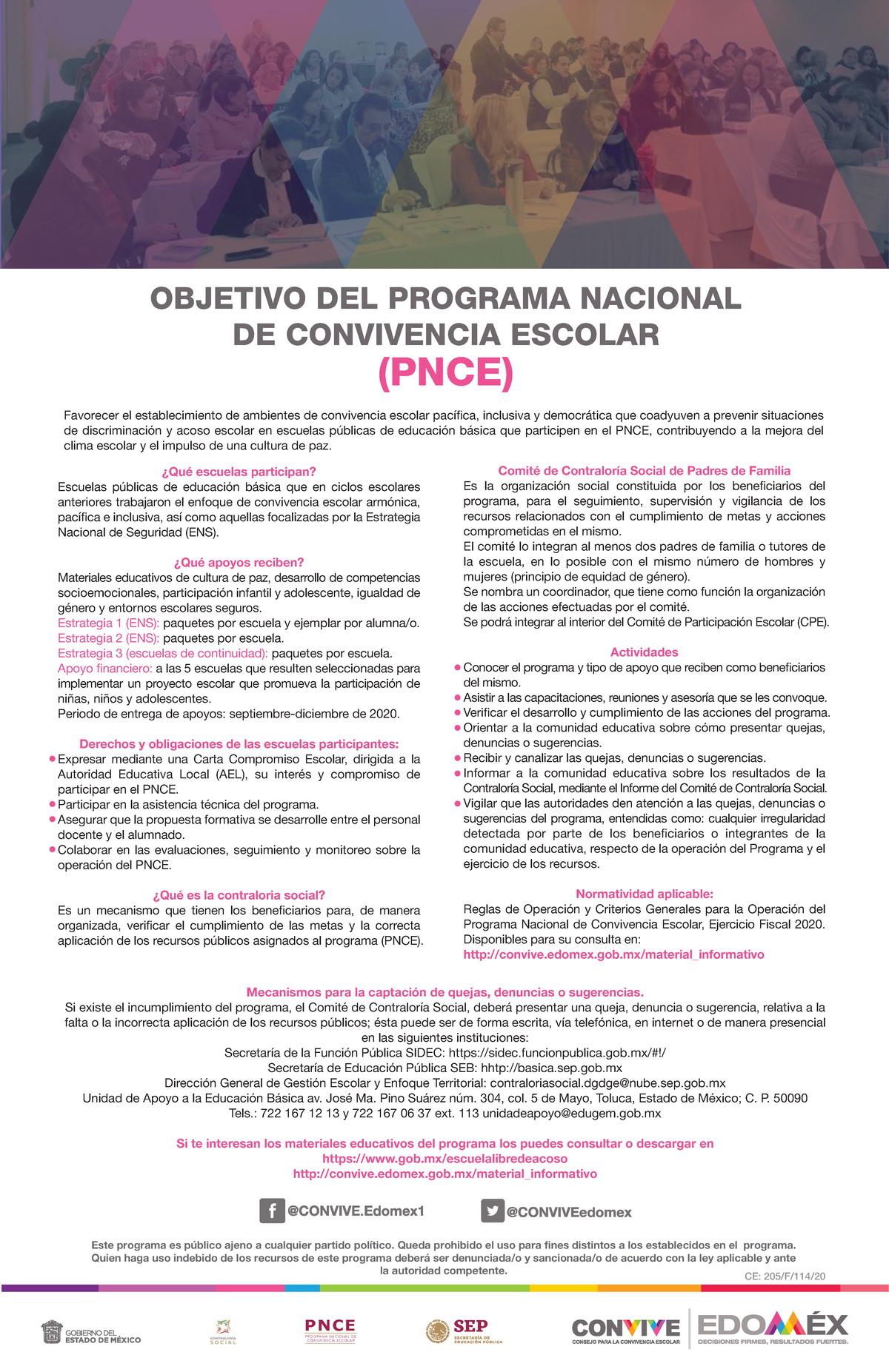 Cartel del Programa Nacional de Convivencia Escolar (PNCE) - 2020 - Studocu
