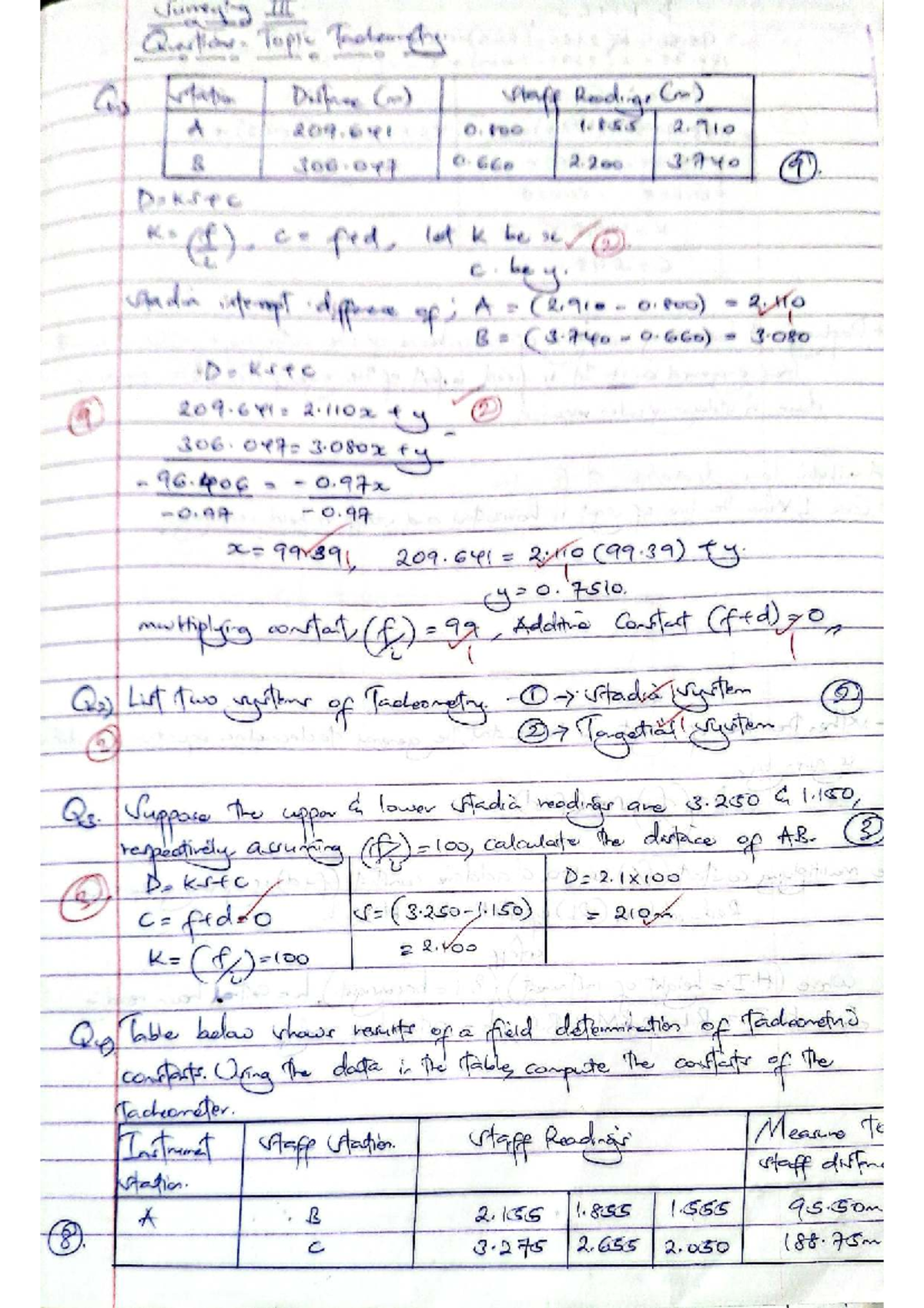 Tacheometry Notes and Calculations (Course Code: TACH101) - Studocu