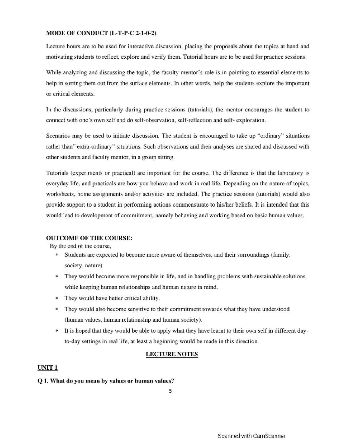 UNIT-1 Lecture Notes on Value Education (UHV) - Studocu