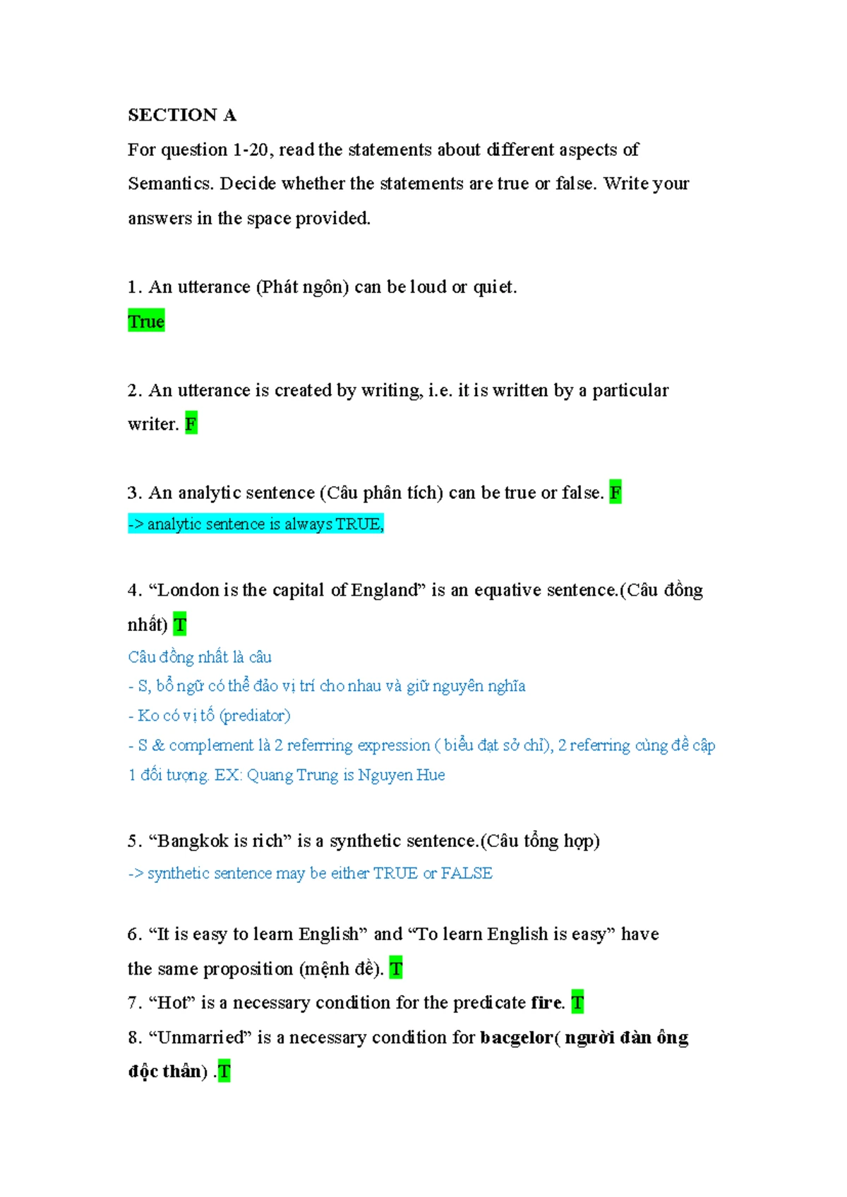 Semantics Midterm 1 Study Guide (OCT 2024) - Studocu