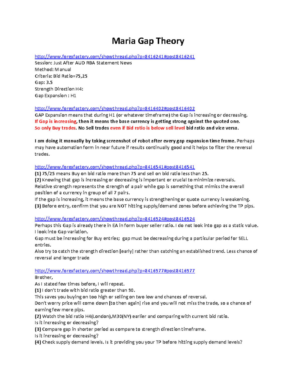 Maria Gap Theory Session: Manual Trading Strategy Post AUD RBA News -  Studocu