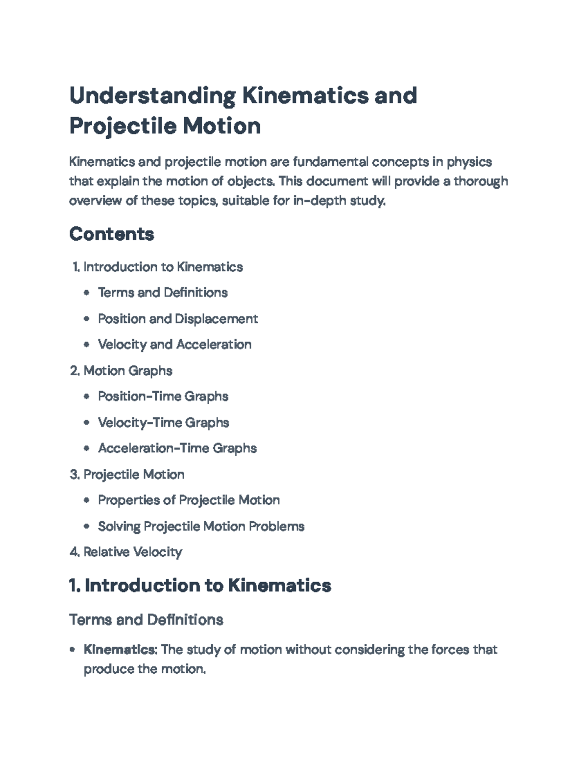 Understanding Kinematics and Projectile Motion: A Comprehensive Guide ...