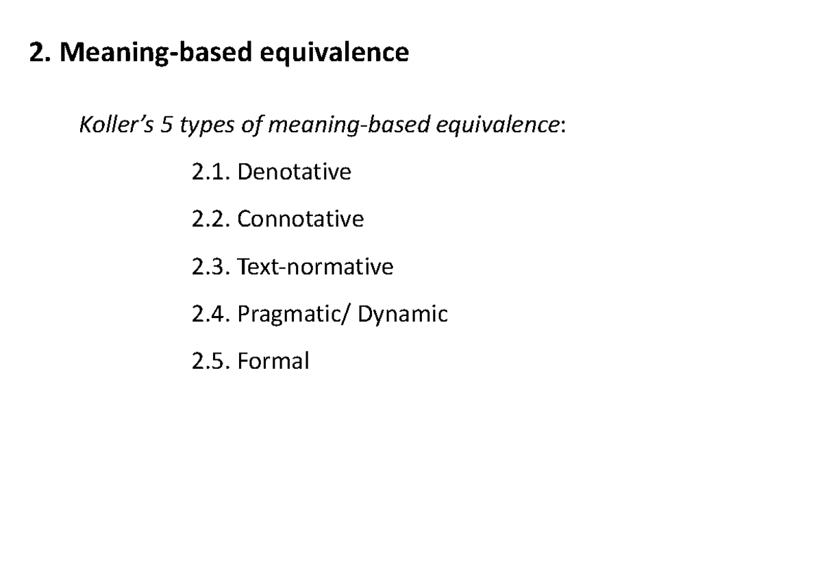Lecture 5: Translation Equivalence Types and Examples - Studocu