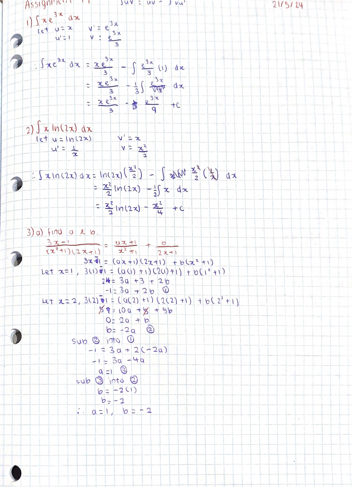 Calculus Assignment: Integration Techniques and Applications (MATH 101 ...